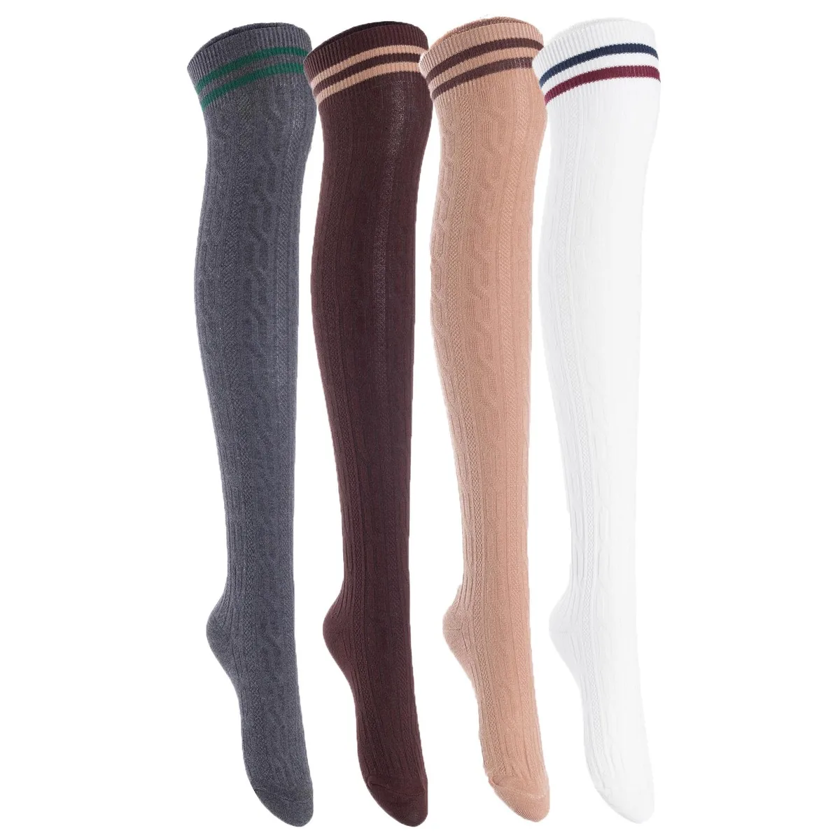 Lian LifeStyle Lian LifeStyle Thigh High Socks 4 Pairs LW1023 — product photo