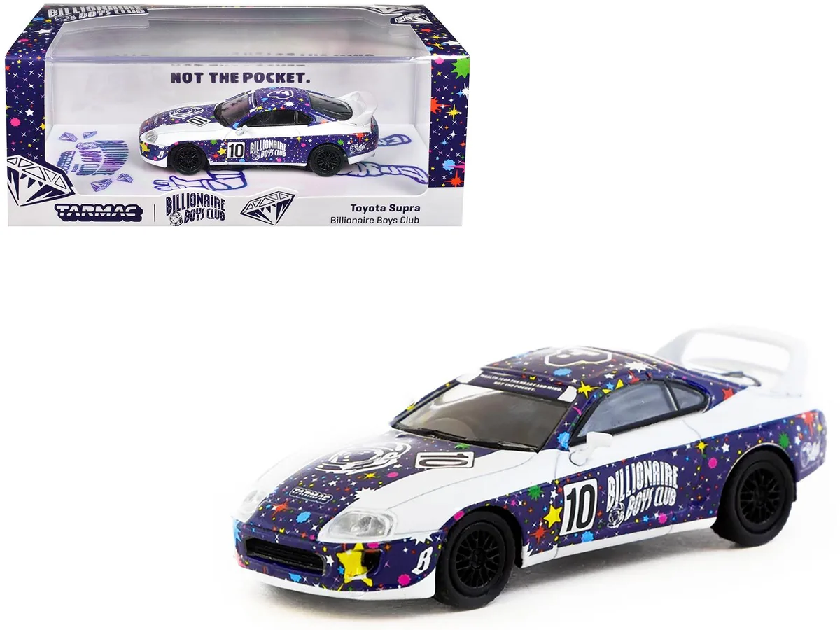 Tarmac Works Tarmac Works Toyota Supra RHD #10 Billionaire Boys Club Purple White 1/64 Diecast Hobby Collectible — product photo