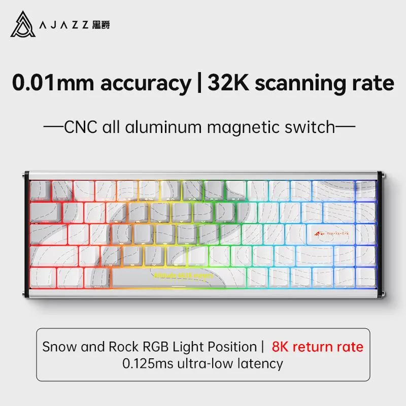Ajazz Ajazz ALUX68 Aluminum Gaming Keyboard Snow and Rock MAX Aquarius Magnetic Switch Wired 68 Keys RT0.01mm — product photo