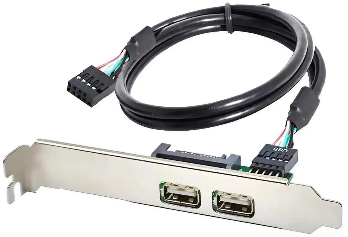 SMUGDESK SMUGDESK 30cm 2Port USB 2.0 Front Panel Header Extension Cable 9Pin Male to 2 Female with 120mm PCIE Bracket — product photo