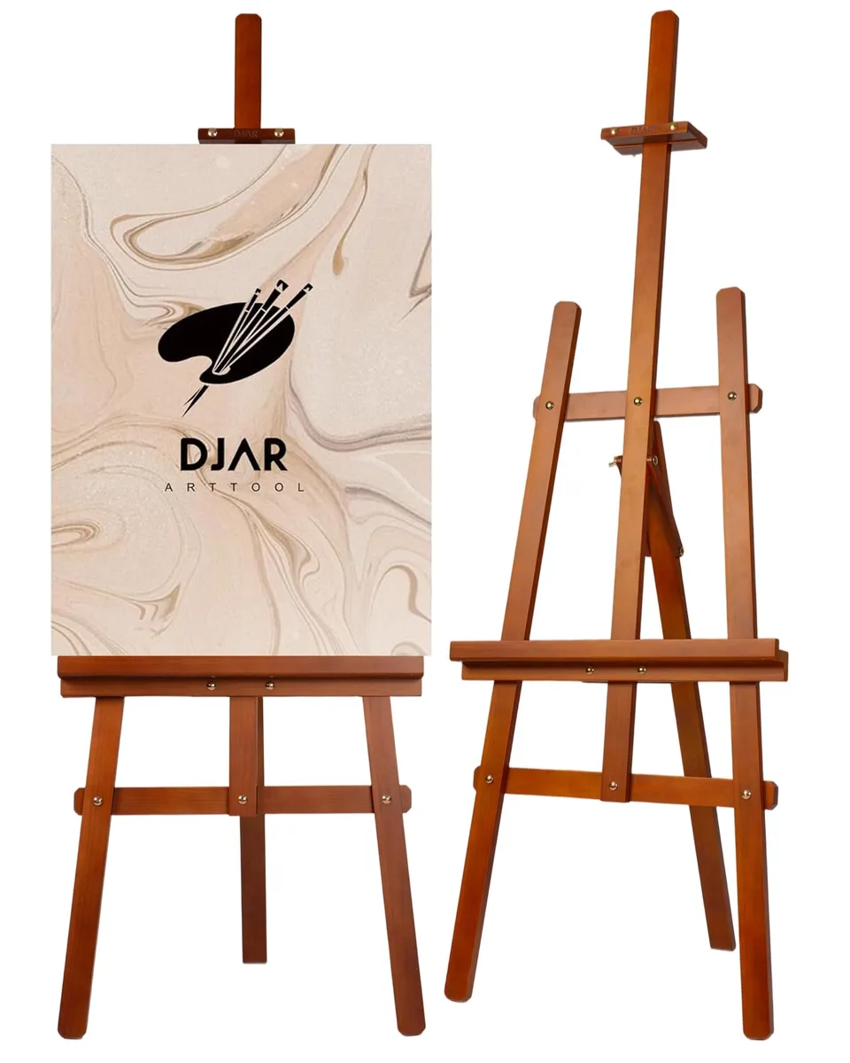  DJAR DEWIN-HJ-8A-D Single Mast Easel Walnut 39" Canvas 33 lbs 58.3" H — product photo