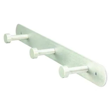 Silver aluminium coat rack, 18 inches wide, satin finish, wall mounted