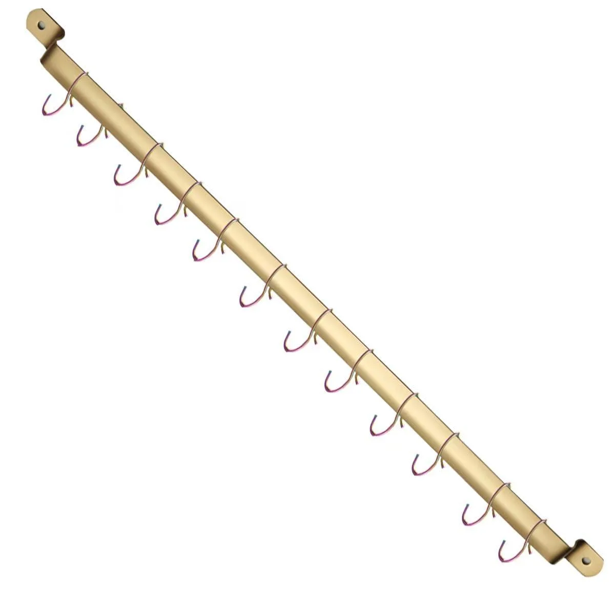 Red two-tier utensil rack 34 inches with 14 gold hooks