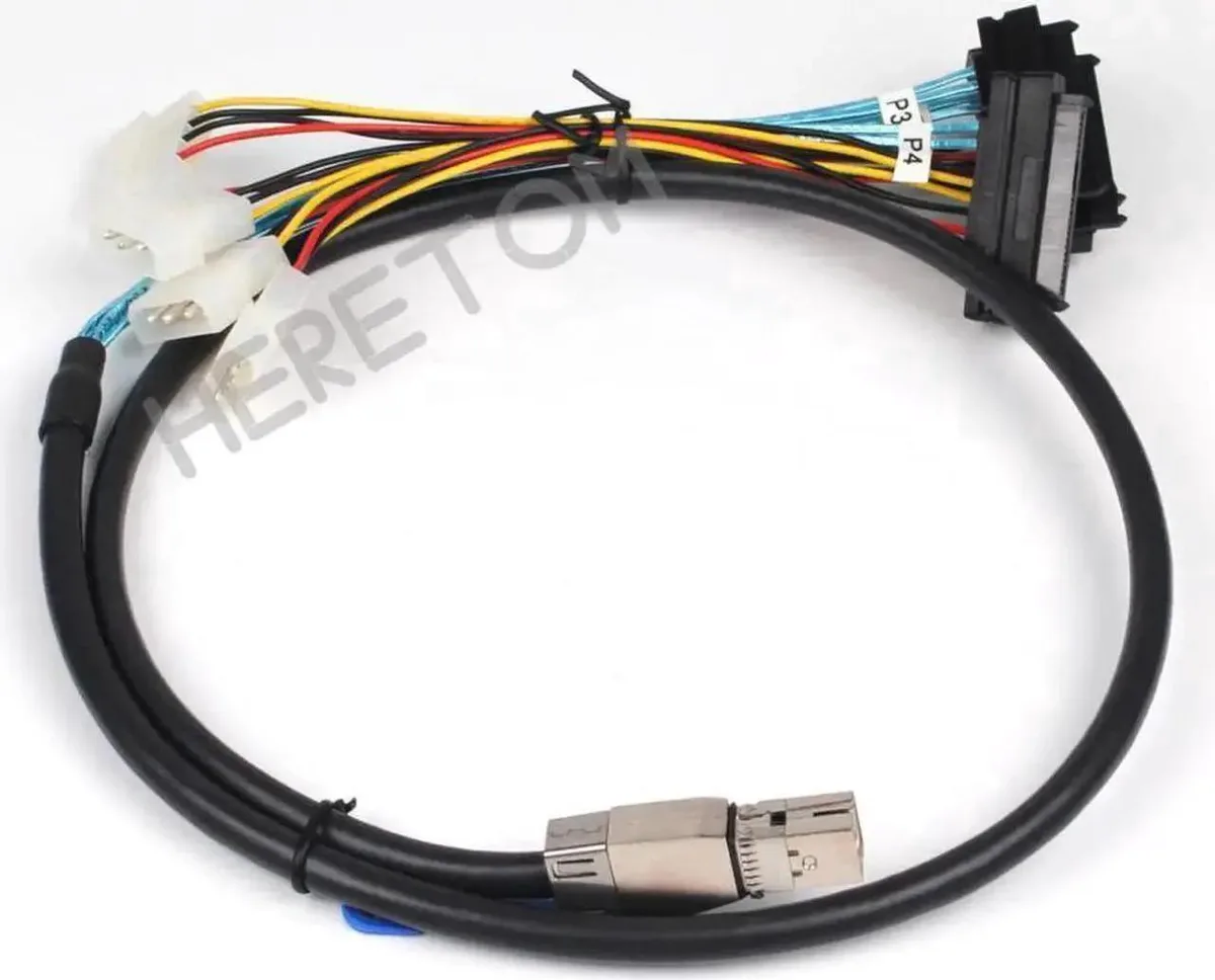 Vszerda Vszerda Mini SAS HD SFF-8644 to 4xSAS 29 Pin SFF-8482 with 4 Pin Power Cable 100cm — product photo