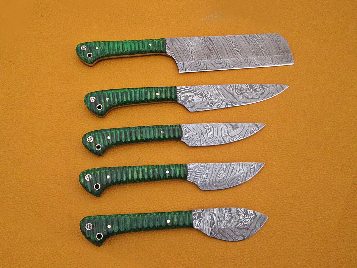 Damascus Depot Damascus Depot 5-piece kitchen knife set Green — product photo