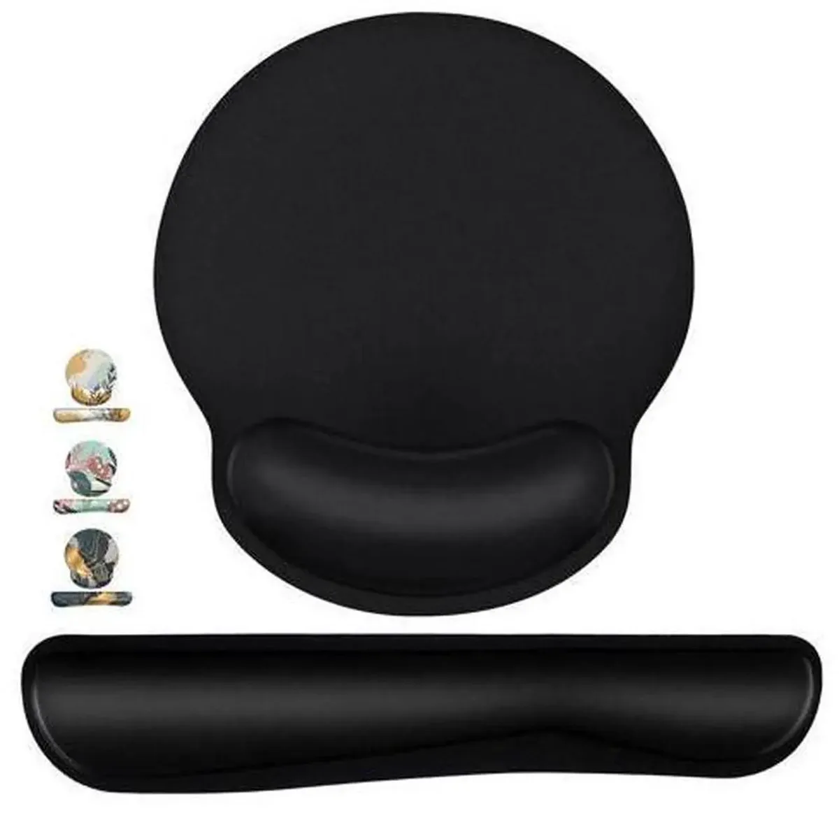 SMUGDESK SMUGDESK Ergonomic Keyboard & Mouse Wrist Rest Set, Memory Foam, Classic Black — product photo