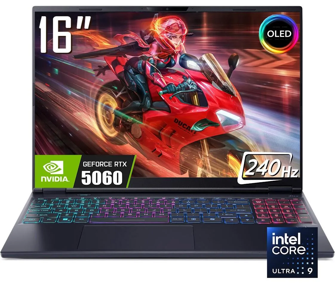 Acer America Acer Predator Helios Neo 16S AI gaming laptop Intel Core Ultra 9 275HX GeForce RTX 5060 8GB — product photo
