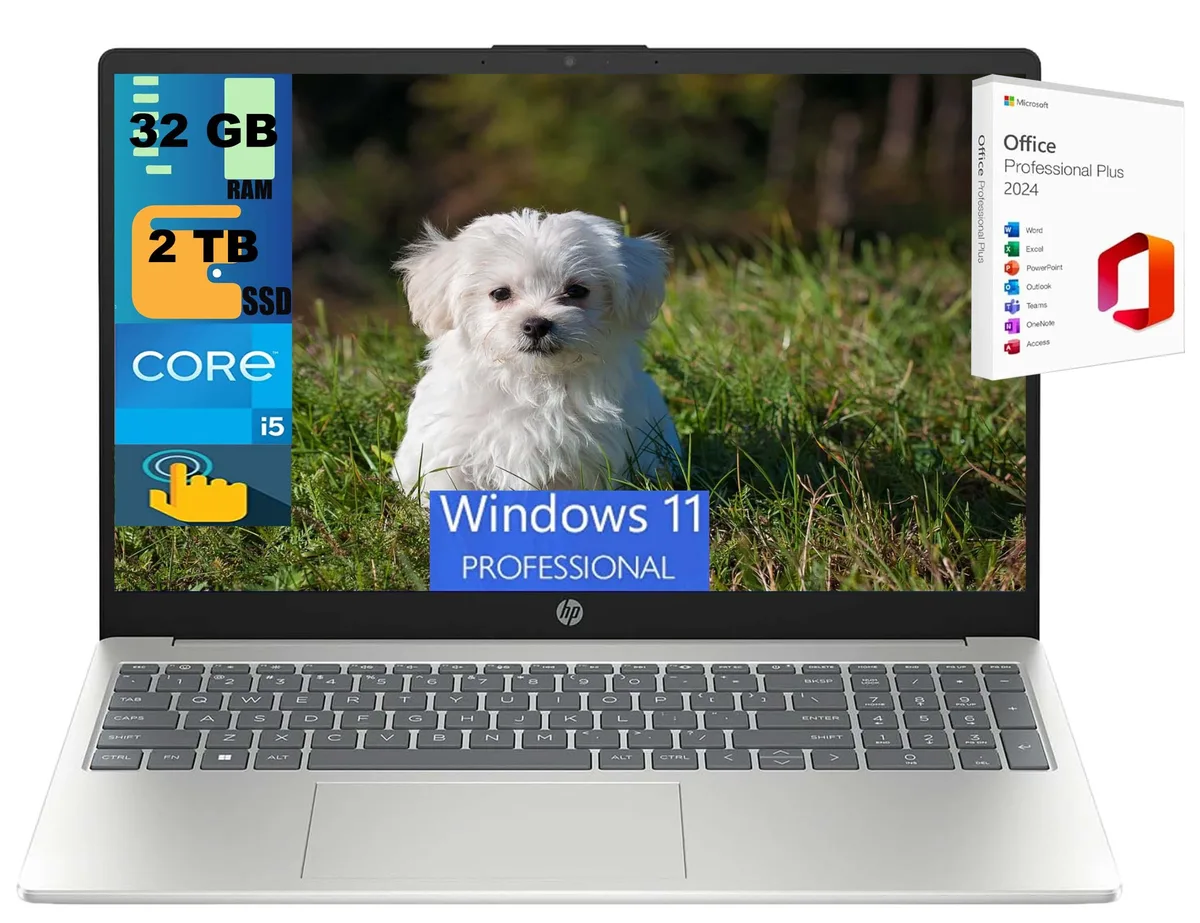 HP HP 15 laptop i5-1235U 10-core 32GB 1TB SSD 15.6" HD touch Silver — product photo