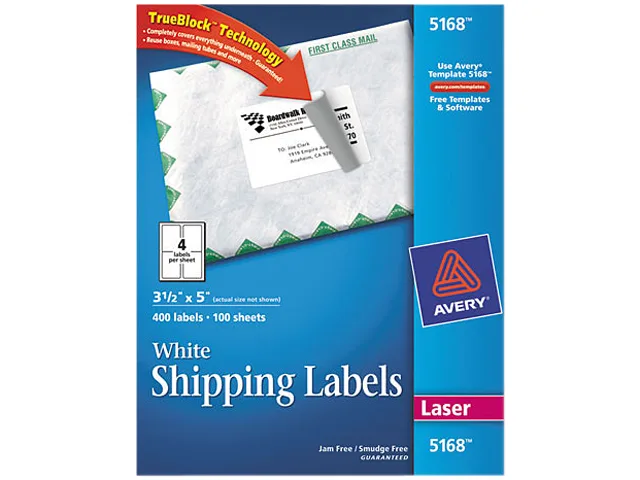 Avery Avery 5168 White Shipping Labels 400/Box — product photo