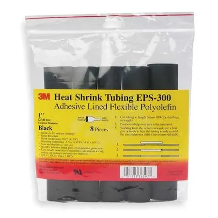 3M 3M EPS300 3/16" 6" Black Adhesive Heat Shrink Tubing 10pk — product photo