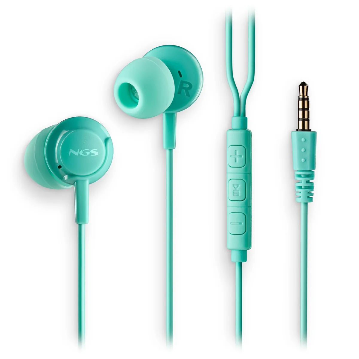 Mint in-ear headphones with 3.5mm jack, inline mic and control button, 1.2m cable