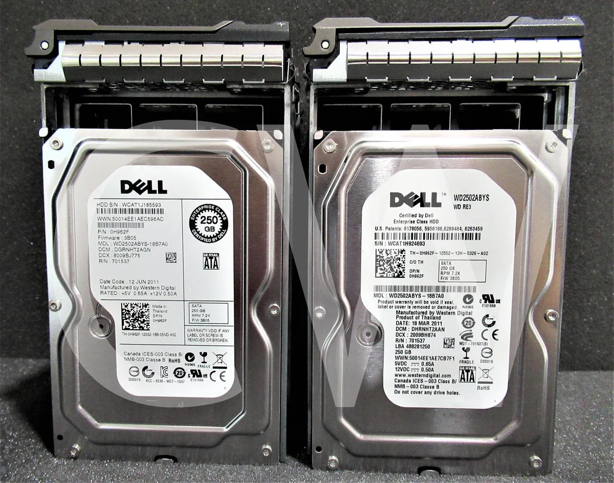 DELL DELL H962F WD2502ABYS 250GB 7200RPM 3Gbps 3.5" SATA internal hard drive — product photo