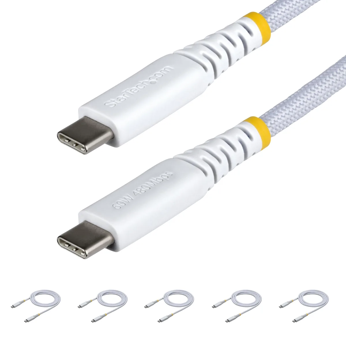 STARTECH STARTECH USB2CC3FNCBRWH5PK 5-pack 36in white usb cable 60W 480Mbps — product photo