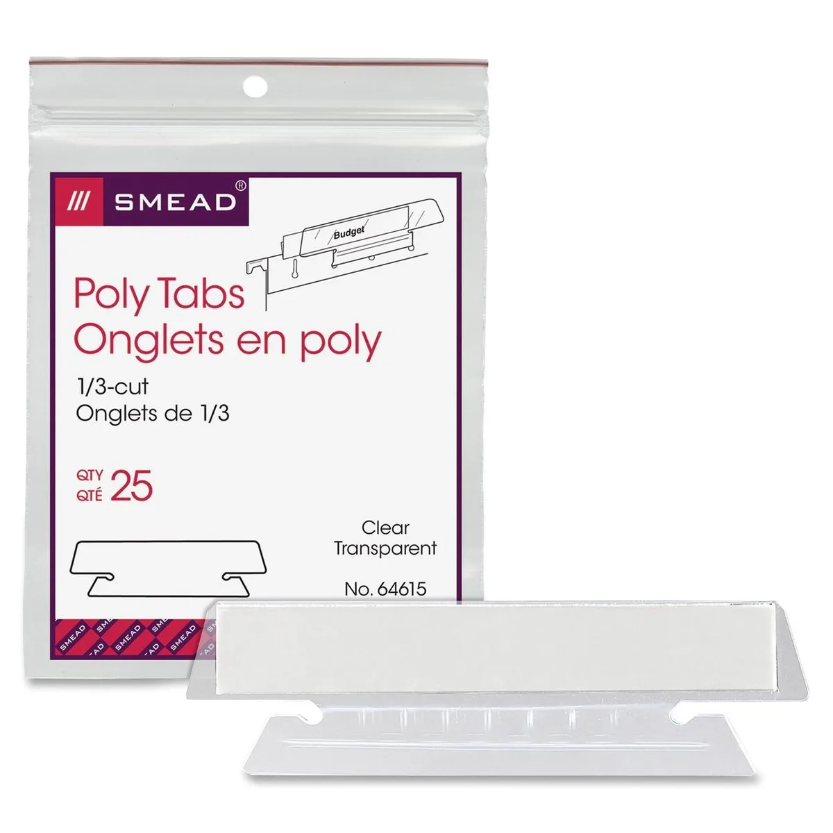 Smead Smead 64615 Clear Poly Hanging Folder Tabs 25 Pack — product photo