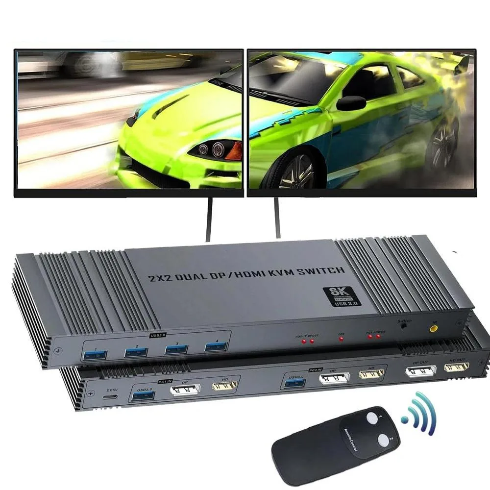 ESTONE ESTONE OZK10 2×2 8K60 DP1.4 HDMI2.1 USB3 KVM Switch — product photo