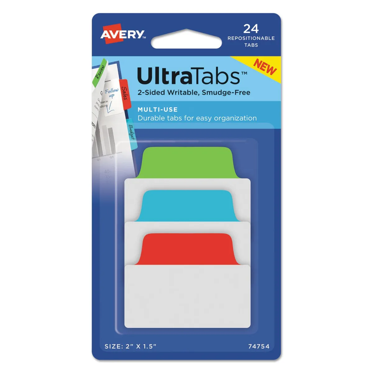 Avery Avery Ultra Tabs Repositionable Index Dividers Assorted 48/Pack — product photo