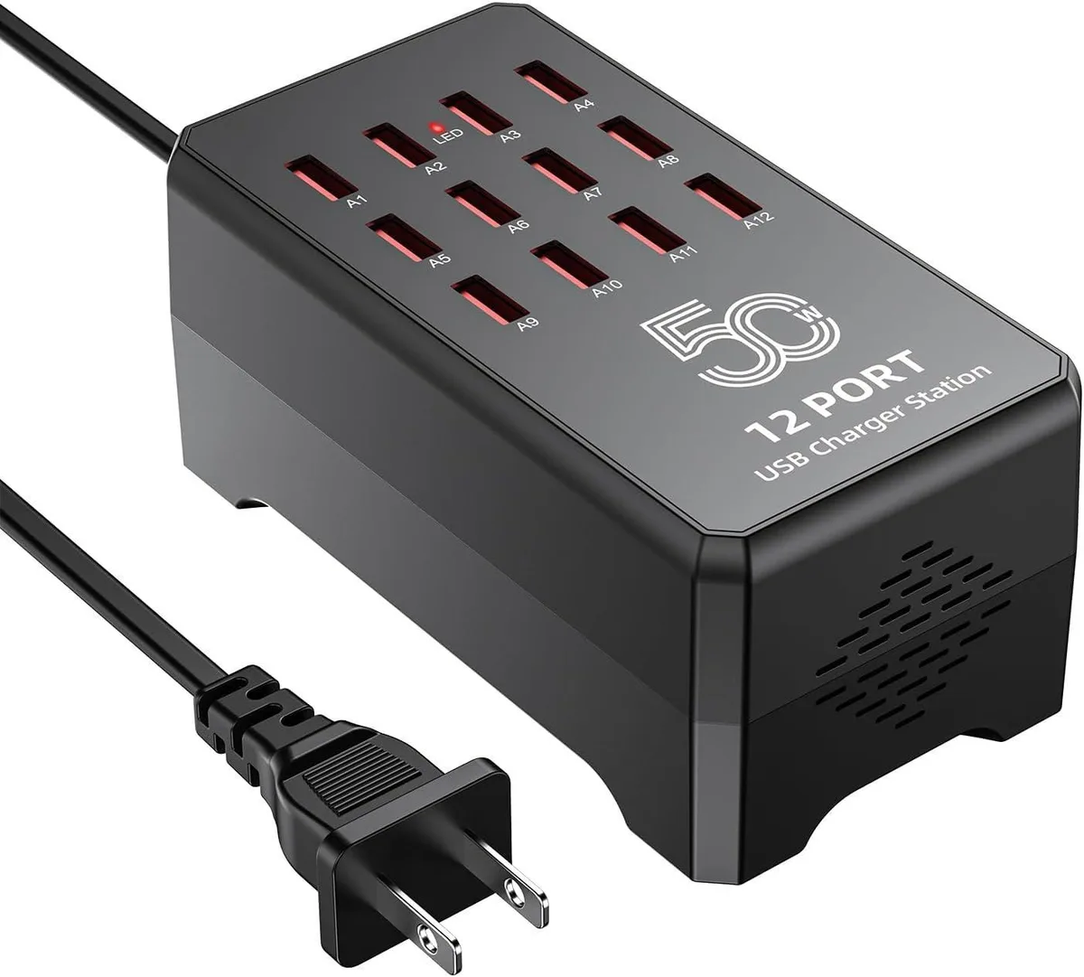 WRIARICH WRIARICH WLX-810F 12-port USB charger 50W US plug — product photo