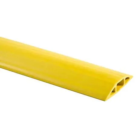 Yellow PVC cable protector, 10 ft long, smooth finish, single channel