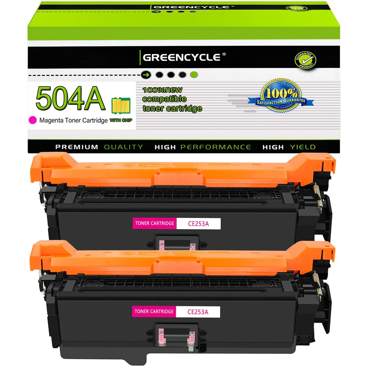 GREENCYCLE GREENCYCLE 504A CE253A Magenta Toner Cartridge 2 Pack — product photo