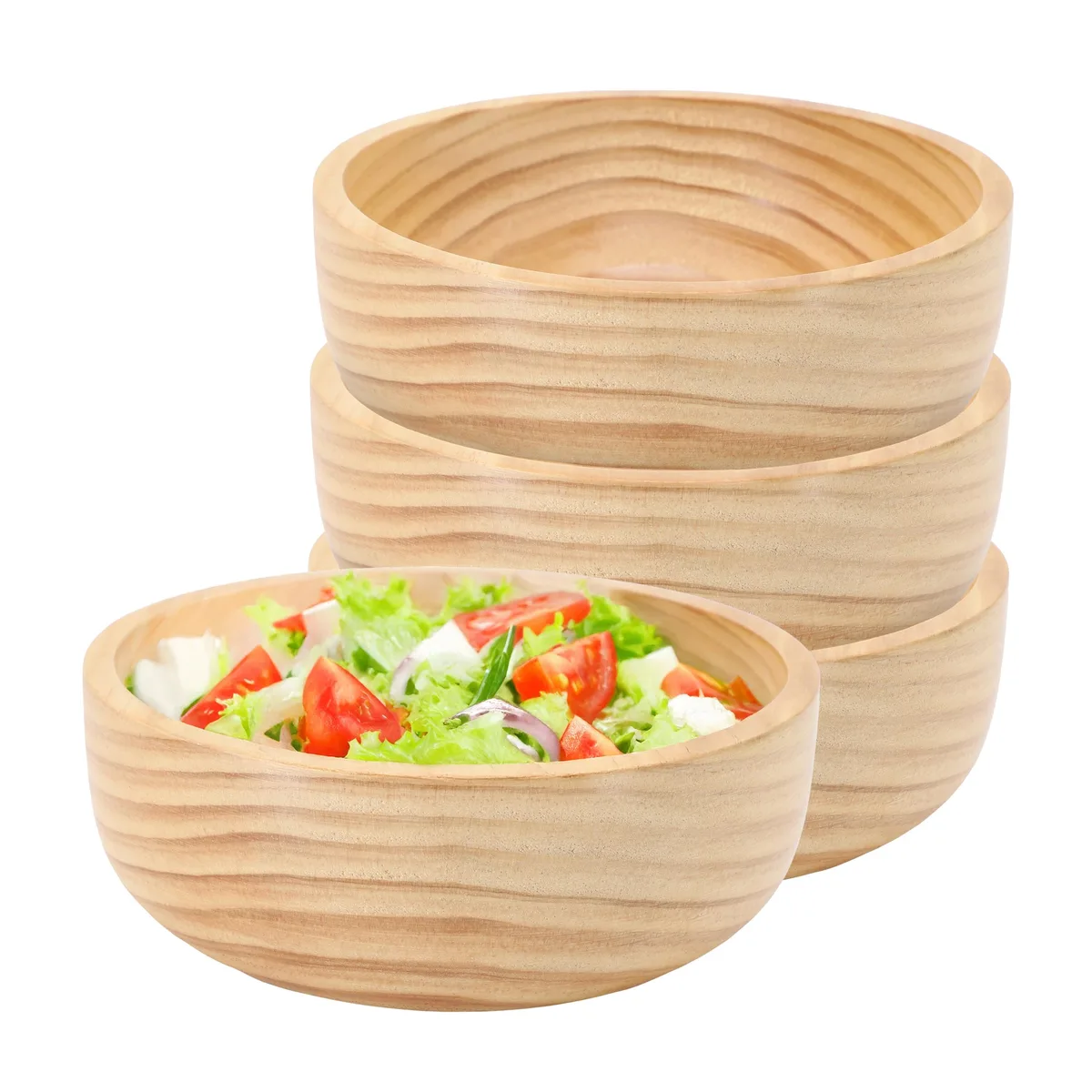 MegaChef MegaChef 7 Inch Acacia Wood Serving Bowl 4 Piece Set — product photo