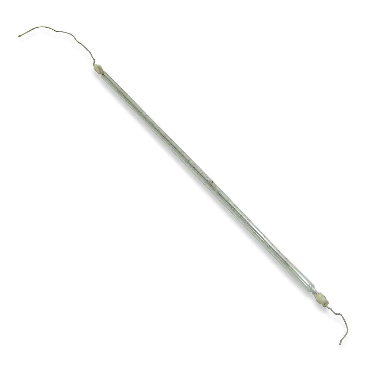 Clear quartz tubular heating element with wire leads