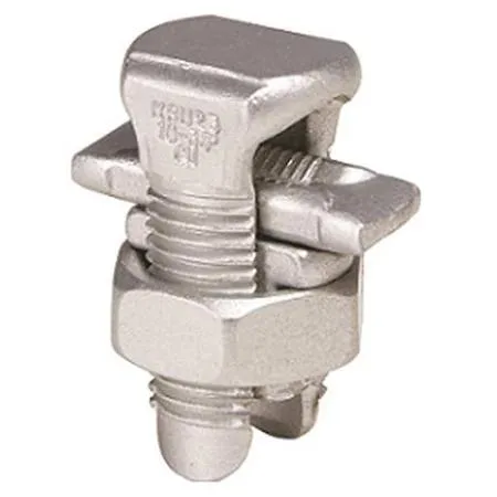 Tin-plated copper split-bolt connector, square head, 2.66 in long, 1.14 in wide