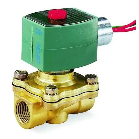 Brass solenoid valve with silver coil, 3/4 inch NPT ports, IP66 enclosure