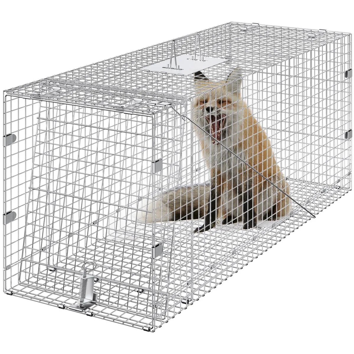 VEVOR VEVOR Live Animal Cage Trap 42" x 16" x 18" Galvanized Iron Folding — product photo