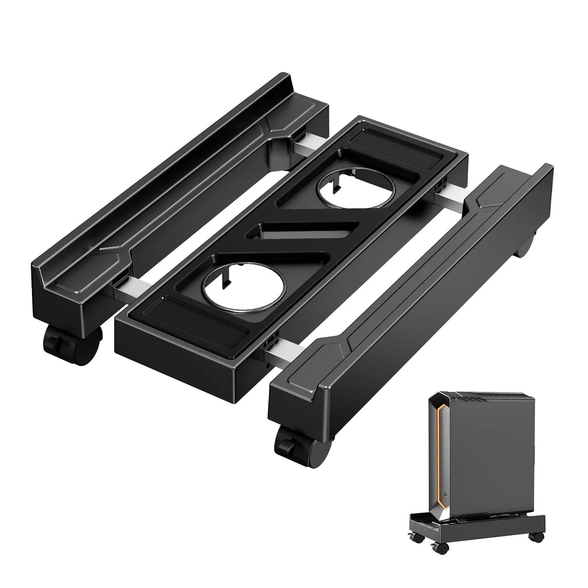 Adjustable Computer Tower Stand 220 LBS 360° casters — product photo