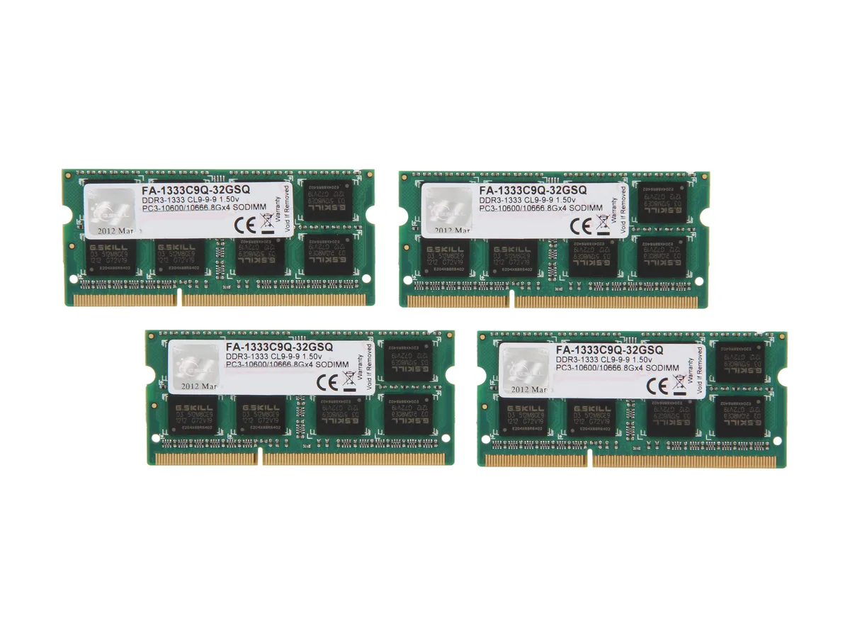 G.SKILL G.SKILL FA-1333C9Q-32GSQ 32GB (4 x 8GB) DDR3 1333 SO-DIMM memory upgrade — product photo