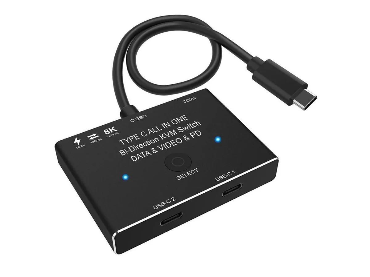 BUCIER BUCIER USB-C KVM Switch 8K 60Hz 4K 120Hz 10Gbps 100W Black — product photo