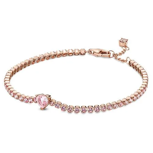 PANDORA PANDORA Sparkling Heart Tennis Bracelet 14k rose gold-plated — product photo