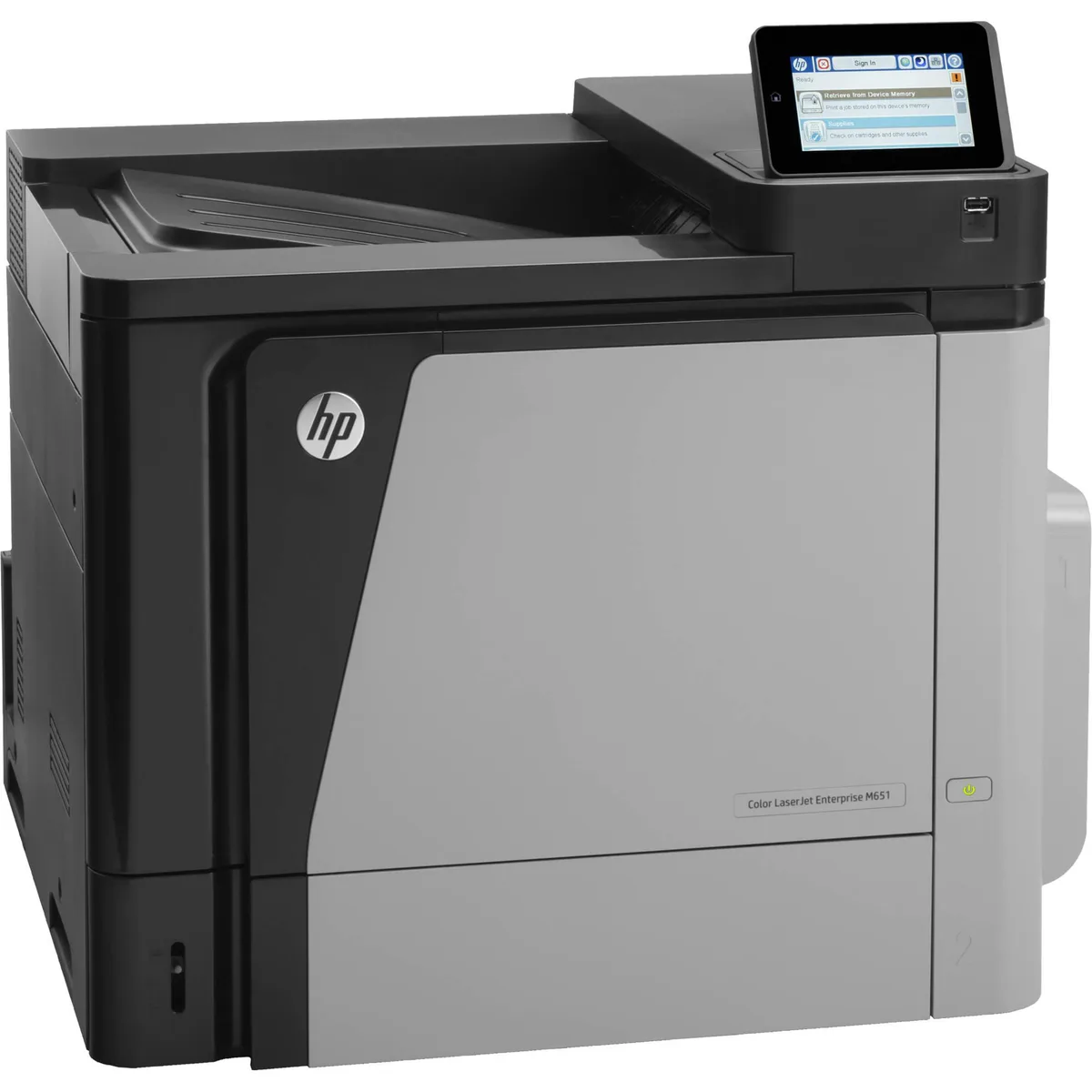 HPE HPE Color LaserJet Enterprise M651N laser printer with toner bundle — product photo