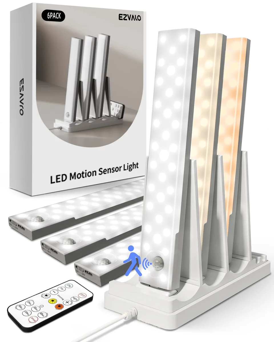  6-Pack Under Cabinet Lights 2000mAh 3 Color Temps Remote — product photo