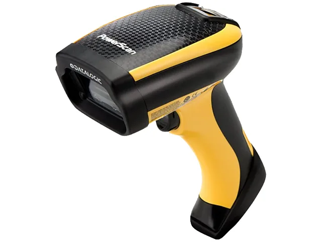 Handheld Datalogic PD9130-K2 barcode scanner, dark plastic body with trigger grip