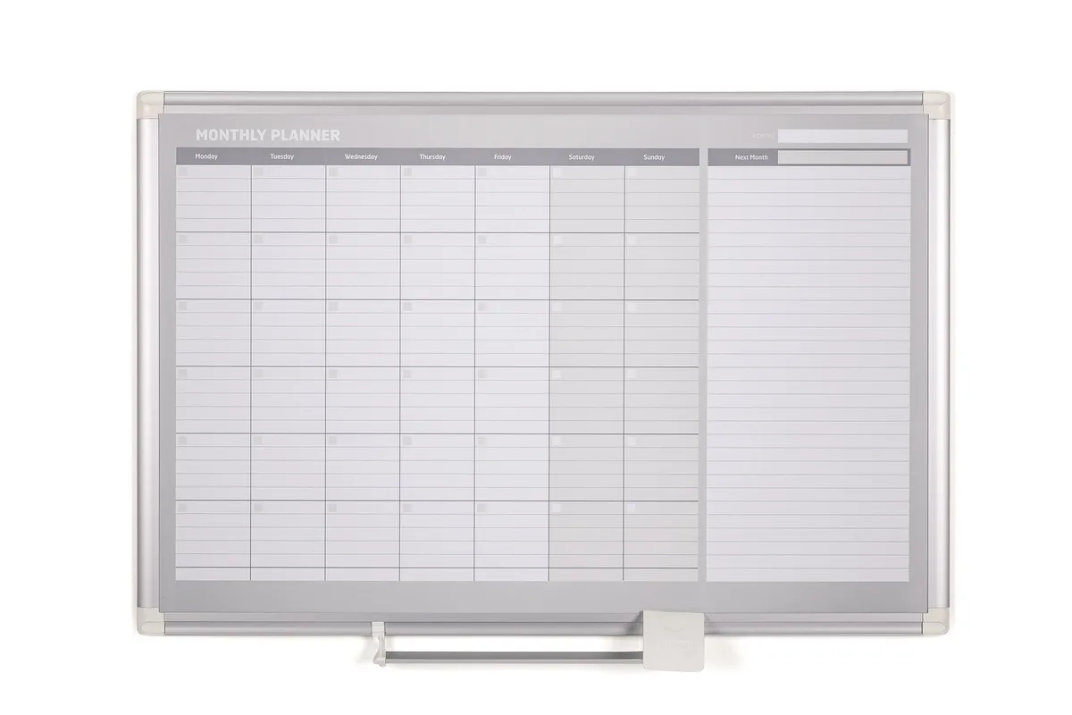 Mastervision Mastervision Magnetic Steel Dry-Erase Monthly Planner 36" X 48" Aluminum Frame — product photo