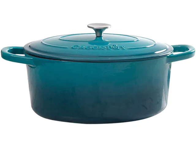 Crock-Pot Crock-Pot 109475.02 Artisan 7 Quart Enameled Cast Iron Oval Dutch Oven Teal Ombre open stock cookware — product photo