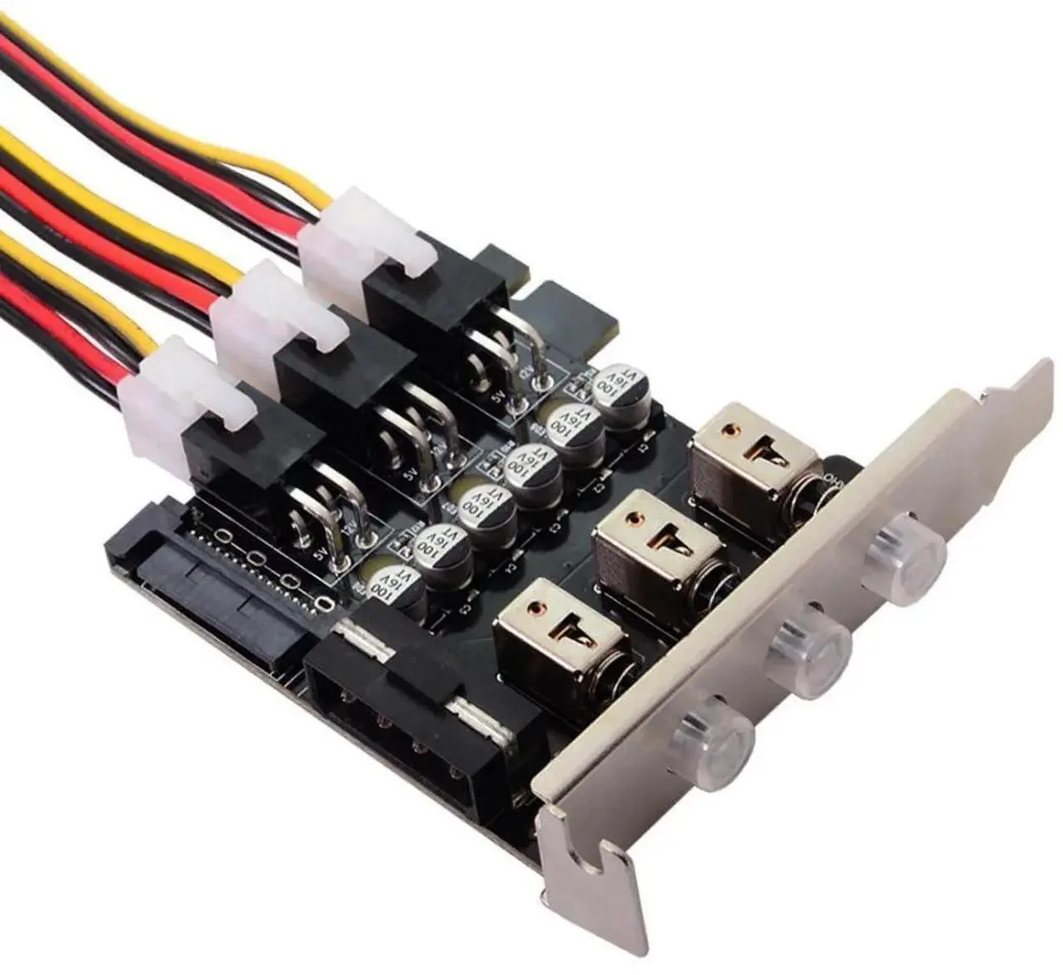 SMUGDESK SMUGDESK 3-Port SATA Power Switch Selector with 80mm Low-Profile Bracket — product photo
