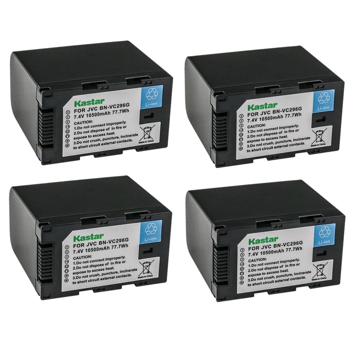 Kastar Kastar BN-VC296G 7.4V 10500mAh Li-ion camera battery 4-pack — product photo