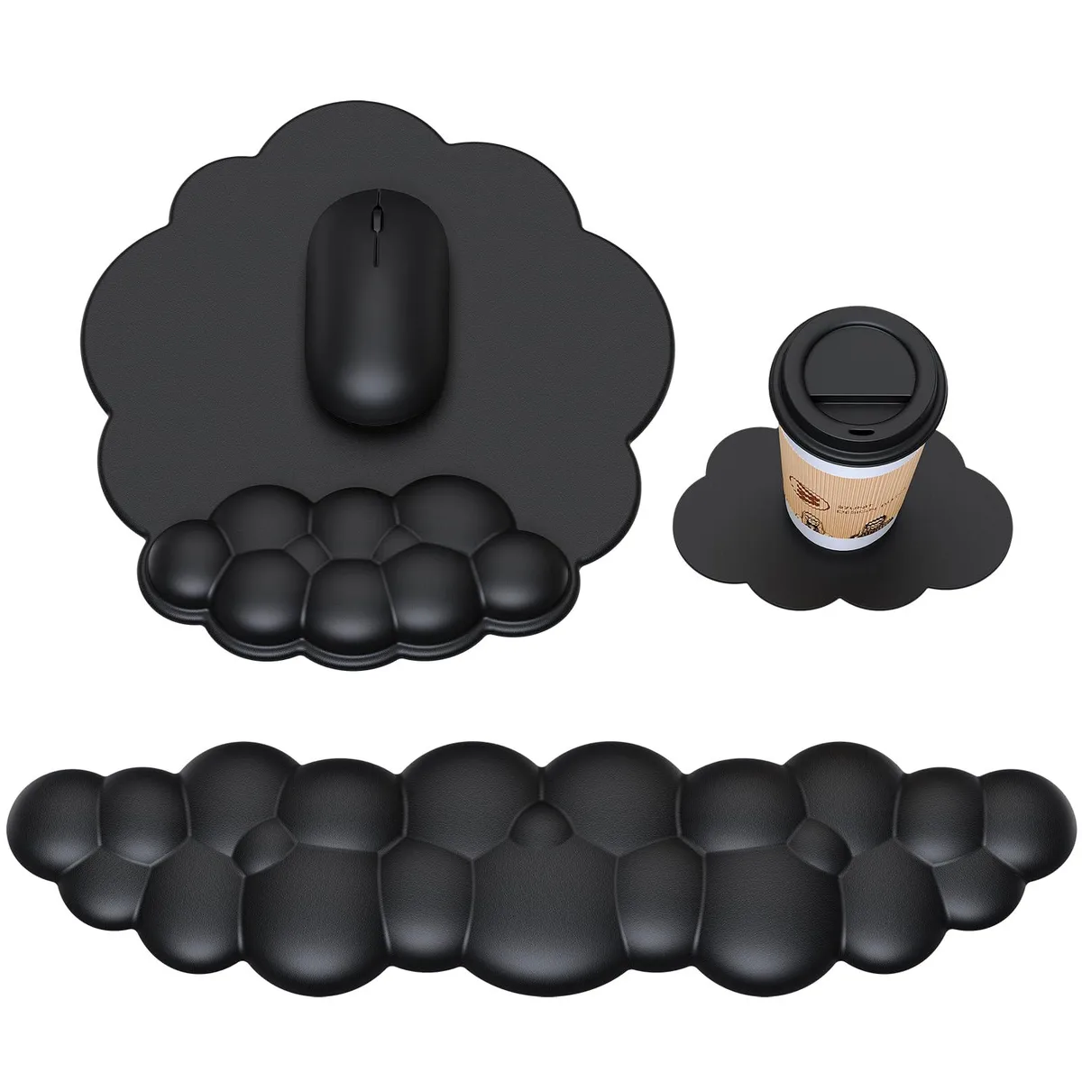  MOKURU MEAJ1 Cloud Mouse Pad with Wrist Rest Black 16.7 x 4.3 in — product photo