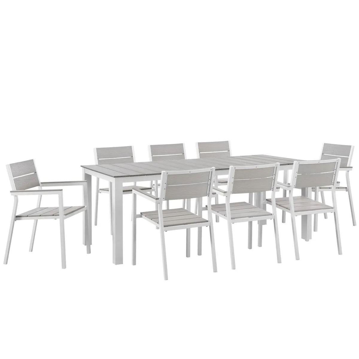 Modway Furniture Modway Furniture Maine 9 Piece Outdoor Dining Set White Light Gray Decorative Shelving — product photo