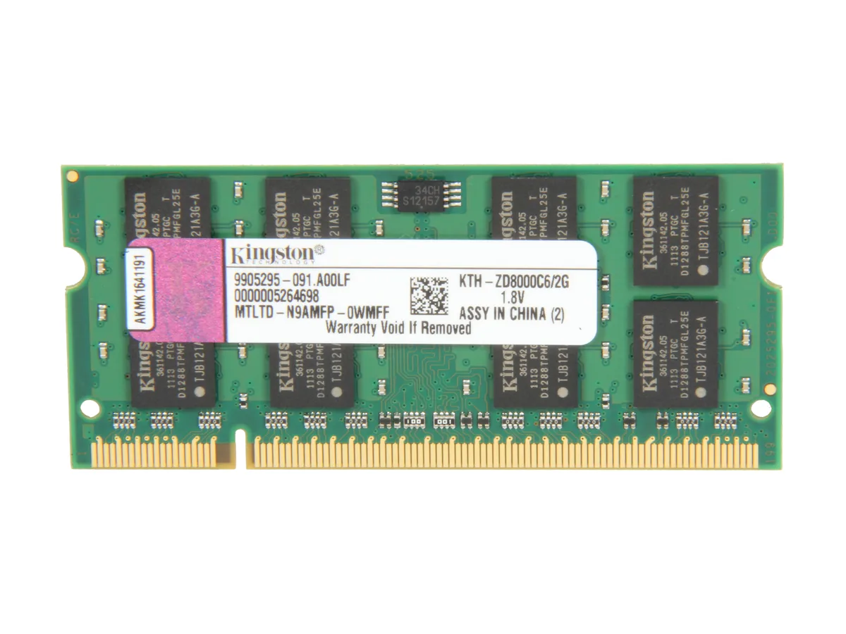 Kingston Technology Corp. Kingston Technology Corp. KTH-ZD8000C6/2G 2GB DDR2 800 (PC2 6400) SO-DIMM memory upgrade — product photo