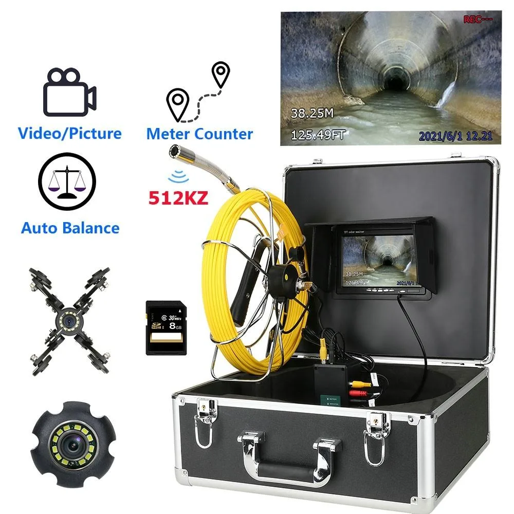 visiPower visiPower Pipe Inspection Camera 40m Cable 9" Monitor 22mm 1000TVL 512Hz Transmitter — product photo