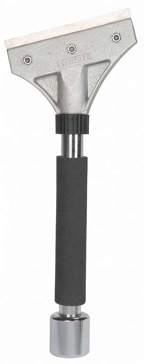 Hyde 19425 floor scraper 5 inch carbon steel blade foam rubber grip hammer end handle 17 inch overall length