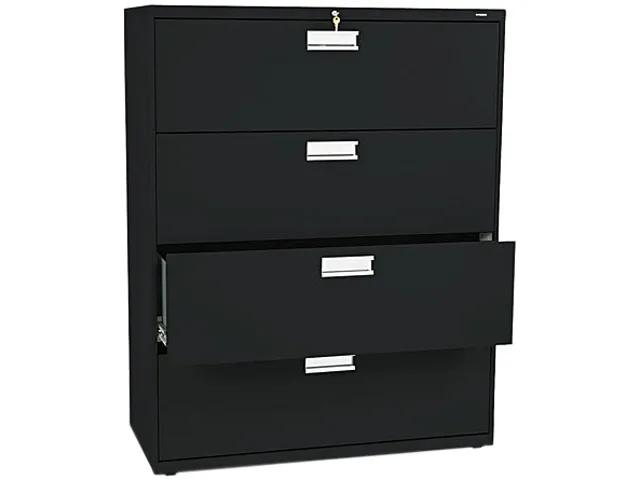 HON HON 694LP 600 Series 42" Four-Drawer Lateral File 18" Deep Black — product photo