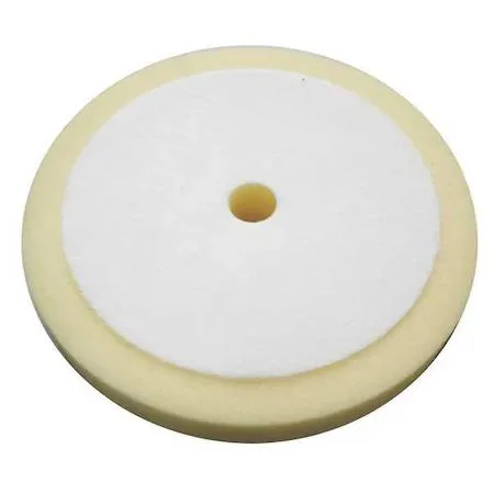 Yellow foam polishing pad, eight inch diameter, hook-and-loop backing