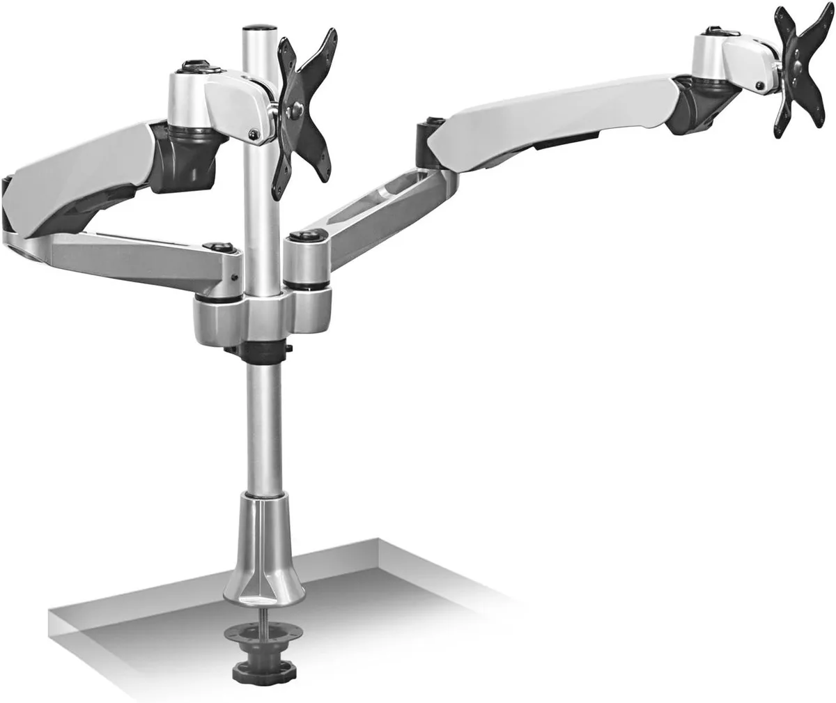 PISKEKAT PISKEKAT MI-45111 Dual Monitor Desk Mount Spring Arm Grommet Base 4.4-19.8lbs 15.75" Extension 19.68" Pole — product photo