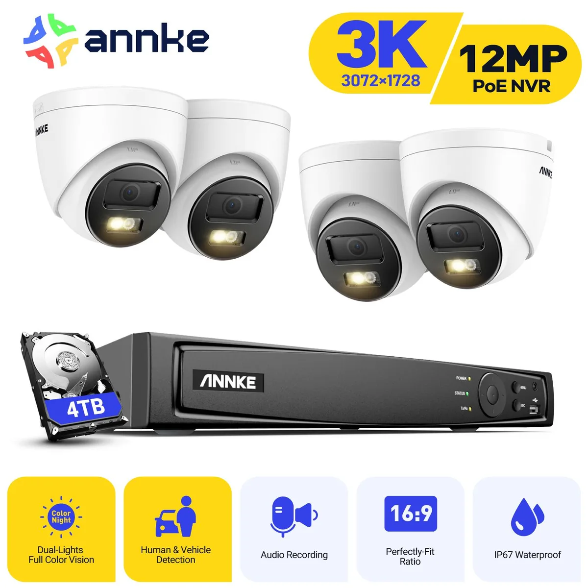 Annke Annke H.265+ 8CH PoE Surveillance Security System 4TB HDD — product photo