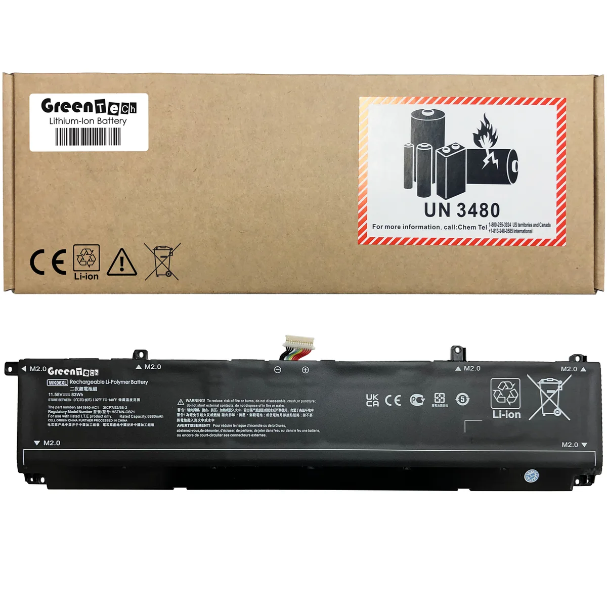 GreenTechLLC GreenTechLLC WK06XL laptop battery 11.58V 83Wh 6-cell — product photo