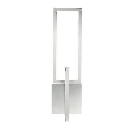 Satin nickel wall sconce with two illuminated chain-link lights, 5.5 inches wide